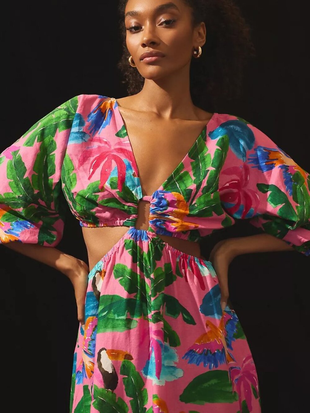 Farm Rio x Anthropologie Printed V-Neck Cutout Dress - Picture 2 of 10